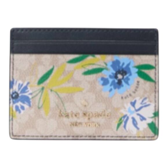 Kate Spade Spade Flower Slim Cardholder Wallet Blazer Blue Floral NWT $89 - Picture 1 of 5